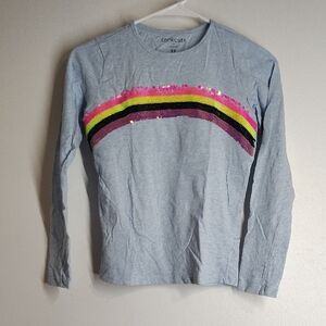 Crewcuts Kids Sequin Rainbow Long Sleeve Tee - Light Blue